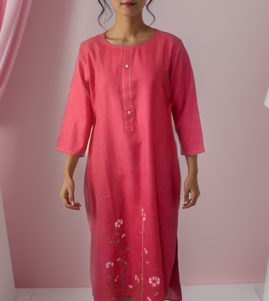 Long Embroidery Work Cotton Kurti Ain Wear - Where Elegance Meets Modernity!