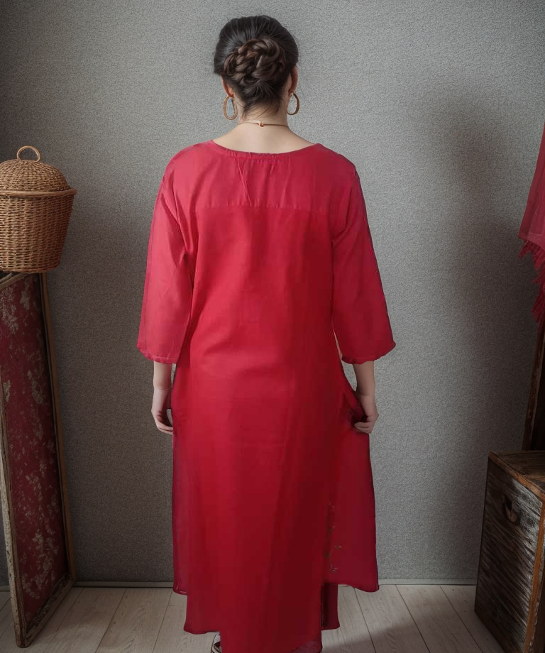 Long Embroidery Work Cotton Kurti Ain Wear - Where Elegance Meets Modernity!