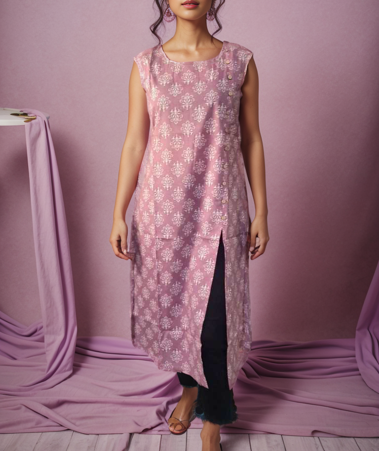 Cotton Thigh Slit Kurti Ain Wear - Where Elegance Meets Modernity!