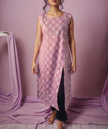 Cotton Thigh Slit Kurti Ain Wear - Where Elegance Meets Modernity!