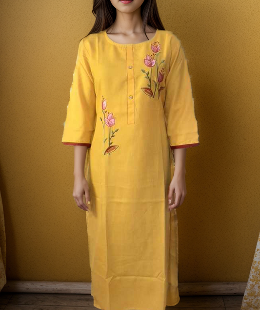 Flower Embroidery Kurti Ain Wear - Where Elegance Meets Modernity!