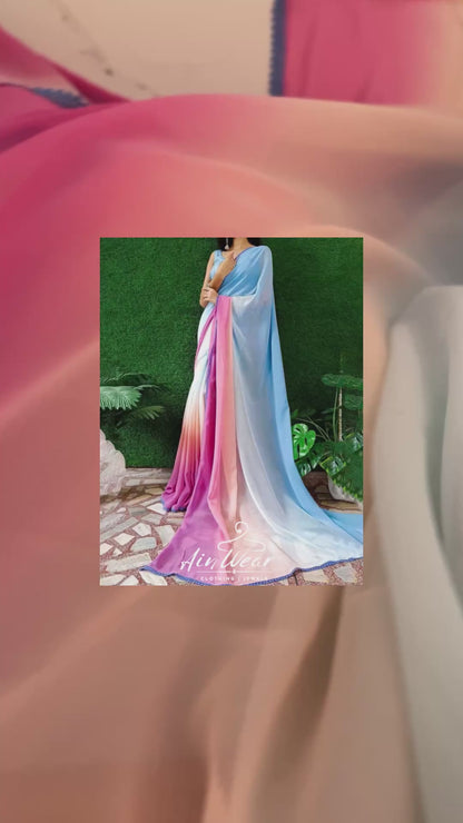 Viral Cotton Candy Ombre Saree