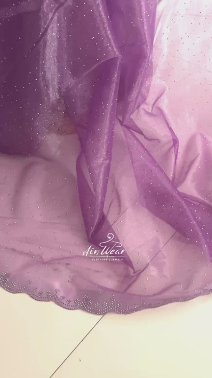 Lavender Organza Silk Hand Work Saree